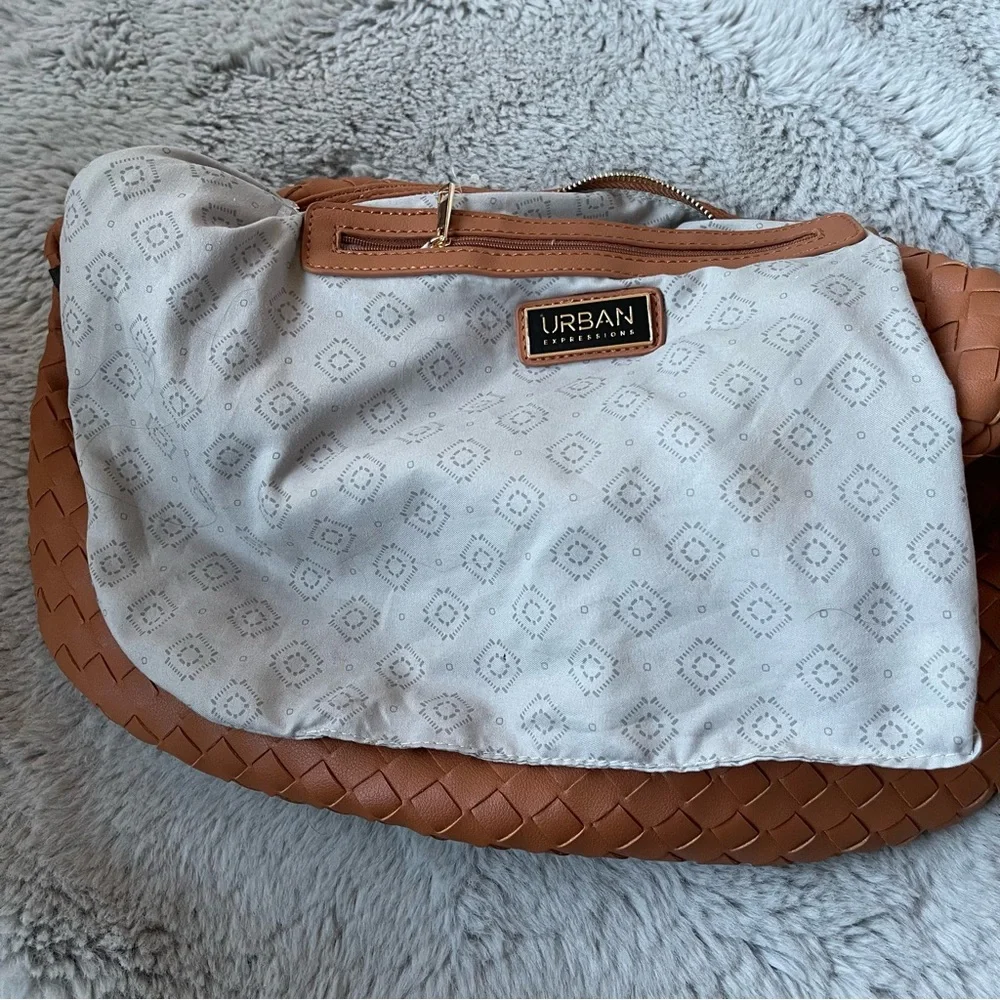 Elegant Brown Woven Hobo Bag